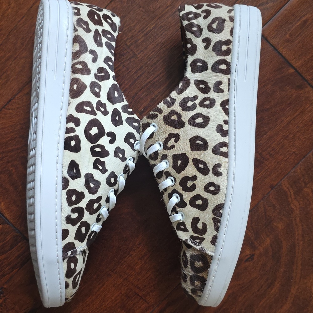 Two Pretty Leopard Print Genuine Calf Hair Sneakers - Leather Lined - Picture 4 of 11